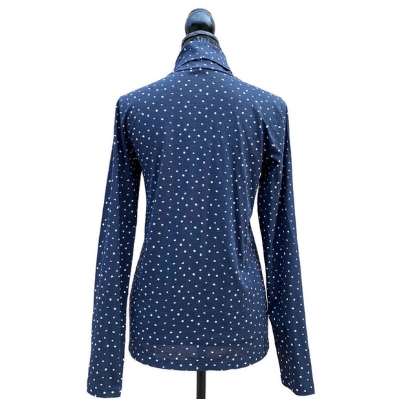 J. Crew Tissue Turtleneck Top Full Length Polka Dot Print Medium - Picture 2 of 4